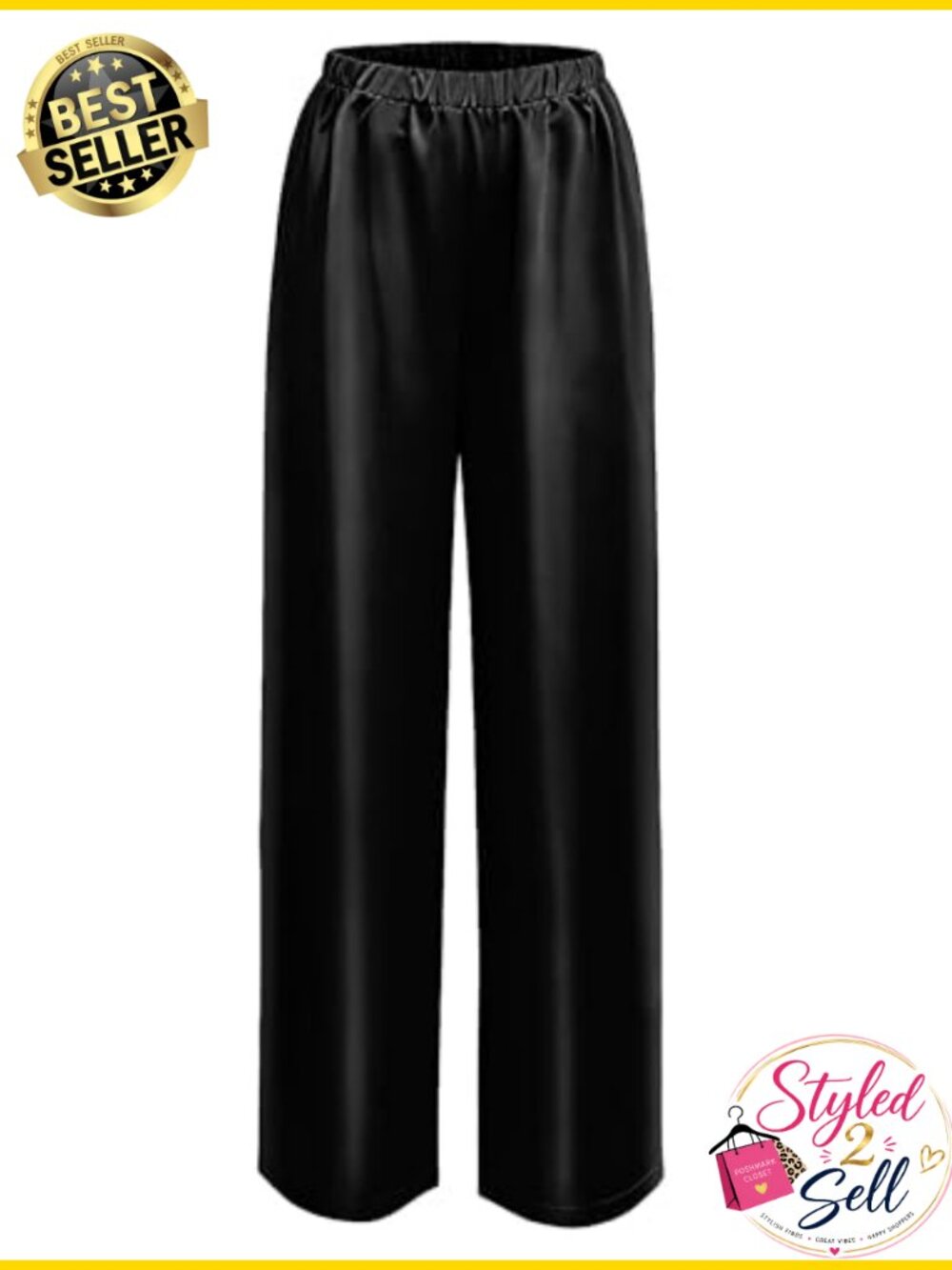 Silk Pants for Women Elastic High Waisted Wide Leg Satin Pant